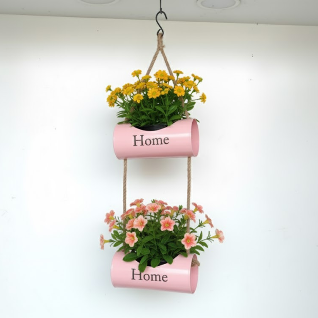 Hanging Welcome Scroll Iron Planter