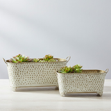 Oval Dotted Metal Pots with Antique Finish – Long Rectangular Set