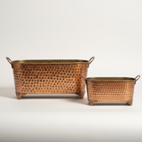 Oval Dotted Metal Pots with Antique Finish – Long Bronze Set