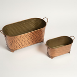 Oval Dotted Metal Pots with Antique Finish – Long Bronze Set