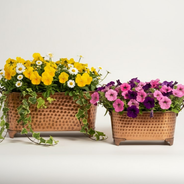 Oval Dotted Metal Pots with Antique Finish – Long Bronze Set