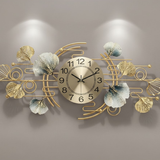Ginkgo Garden Panorama Wall Clock – Gold & Teal (48" x 24")