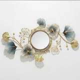 Luxury Floral Branch Wall Mirror – Gold & Blue