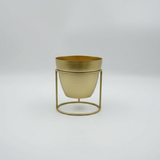 Small Golden Metal Pot with Stand