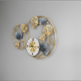 Orbit Circles Modern Wall Clock – Teal & Gold (18" x 30")