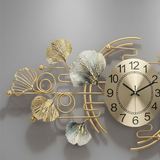 Ginkgo Garden Panorama Wall Clock – Gold & Teal (48" x 24")