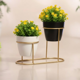Modern Double Pot Stand with Golden Finish