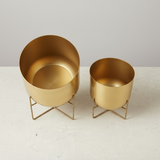 Classic Gold Steel Planters (Set of 2)