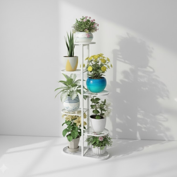 Vertical Multi-Tier Steel Pot Stand - Short (White)