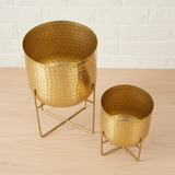 Hammered Gold Steel Planters (Set of 2)