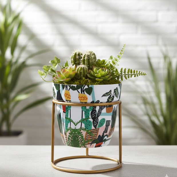 Cactus Orchard Print Pot