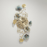 Azure Ginkgo Orbit Clock – Blue Gold Finish (40" x 22")