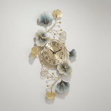 Azure Ginkgo Orbit Clock – Blue Gold Finish (40" x 22")