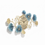 Azure Ginkgo Orbit Clock – Vertical, Blue Gold (22" x 40")