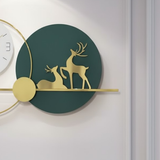 Azure Bloom Symphony Wall Clock – Gold & Aqua (48" x 20")