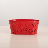 Floral Cutwork Steel Oval Pot