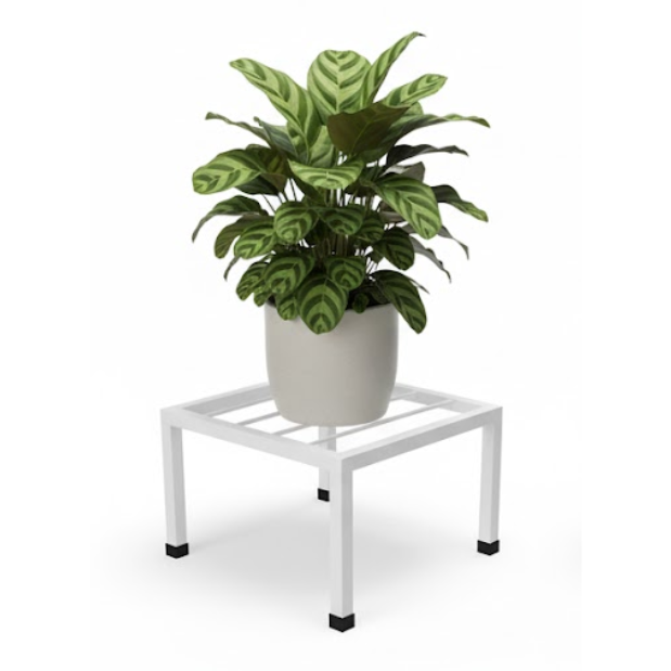 Steel Square Pot Stand (White)