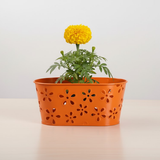 Floral Cutwork Steel Oval Pot