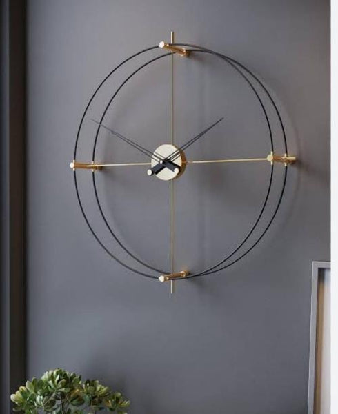 Horizon Mist Deer Landscape Clock – Gold & Teal (47" x 21")