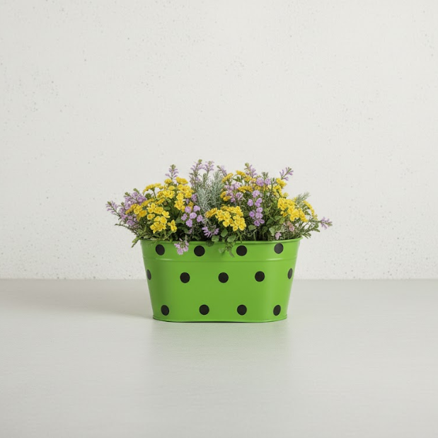 Dotted Metal Flower Basket