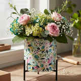 Floral Print Metal Planter