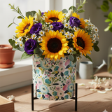 Floral Print Metal Planter