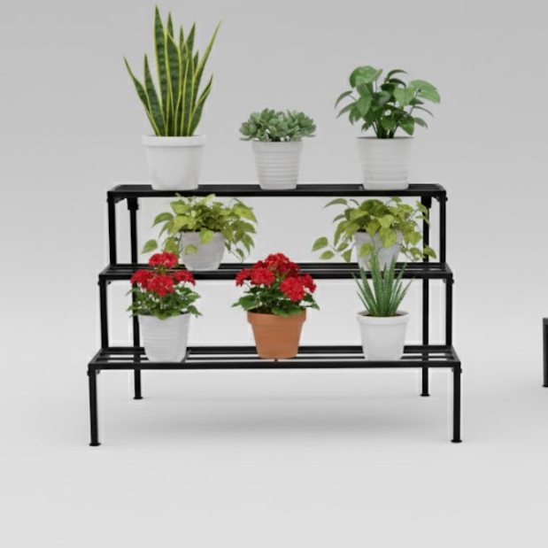 Steel 3-Tier Plant Organizer (Black)