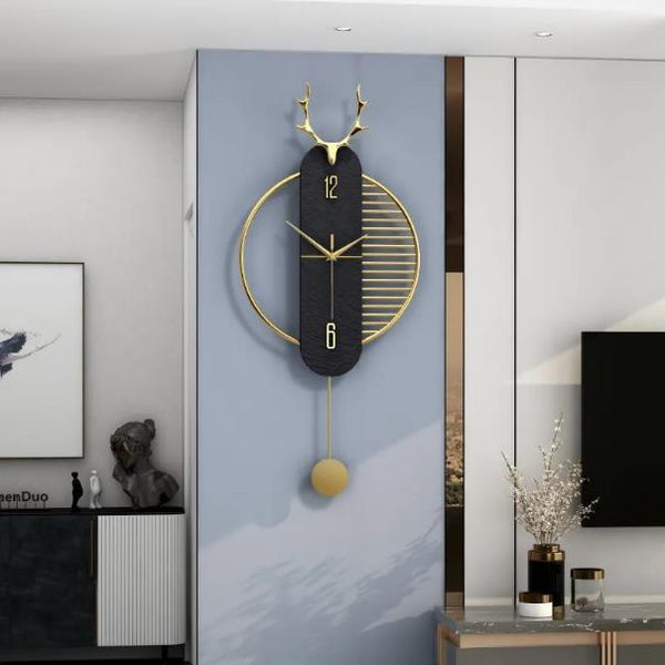 Azure Ginkgo Canopy Clock – Gold & White (24" x 24")