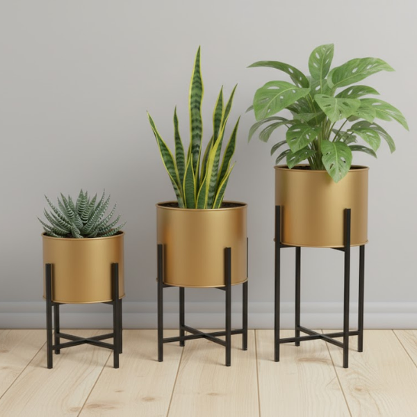Steel Modern Cylinder Planter Set
