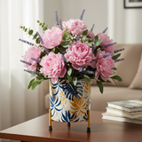 Tropical Leaves Metal Planter with Stand