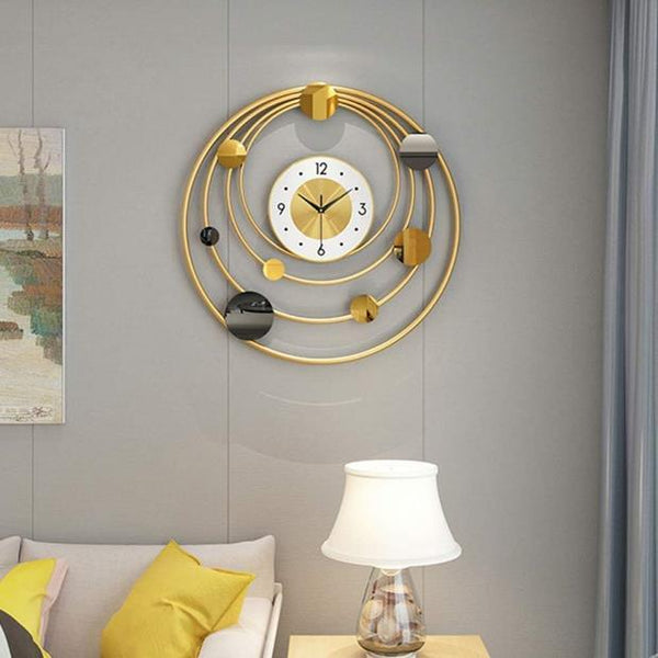 Eclipse Noir Crystal Sunburst Clock – Black & Silver (48" x 24")