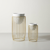 Grandeur White Cage Steel Planters (Set of 2)