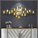 Aurora Crystal Sunburst Clock – Champagne Gold (48" x 24")