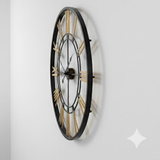 Roman Halo Open‑Frame Wall Clock – Black & Gold (24" x 24")
