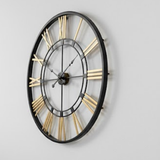 Roman Halo Open‑Frame Wall Clock – Black & Gold (24" x 24")