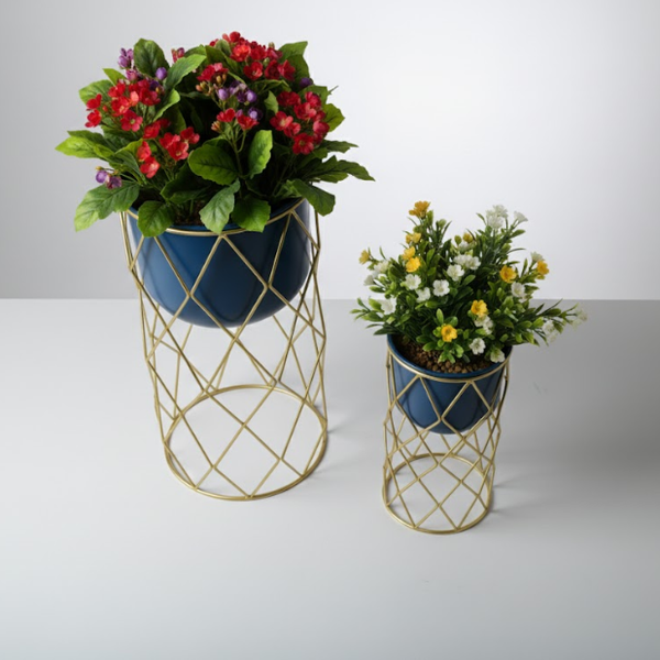 Golden Diamond Frame Planters Duo