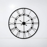 Roman Halo Open‑Frame Wall Clock – Matte Black (24" x 24")