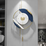 Azure Clover Bloom Vertical Wall Clock – Gold & Teal (15" x 36")