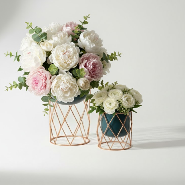 Diamond Lattice Steel Planter Set