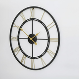 Roman Halo Open-Frame Wall Clock – Black & Gold Finish (24" x 24")
