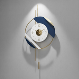 Azure Clover Bloom Vertical Wall Clock – Gold & Teal (15" x 36")