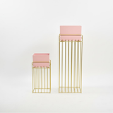 Elegant Pink Gold Steel Planter Stand Set