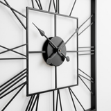 Roman Halo Square Open-Frame Wall Clock – Black Finish (20" x 20")