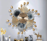 Azure Bloom Garden Clock – Gold & Teal (40" x 18")