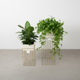 Cream Rectangular Steel Pot Planter Set