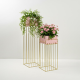 Elegant Pink Gold Steel Planter Stand Set