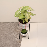 Eden Bloom Dual Steel Planter Stand – Floral Print