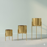 Luxe Gold Steel tree- tier Planter set