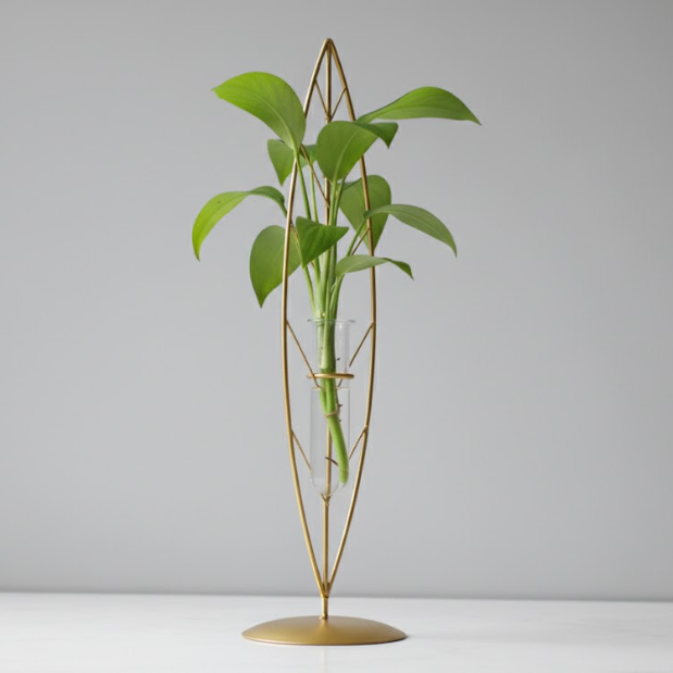 Golden Leaf Hydroponic Planter with Glass Tube