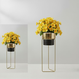 Dual Tone Gold & Black Steel Planter set